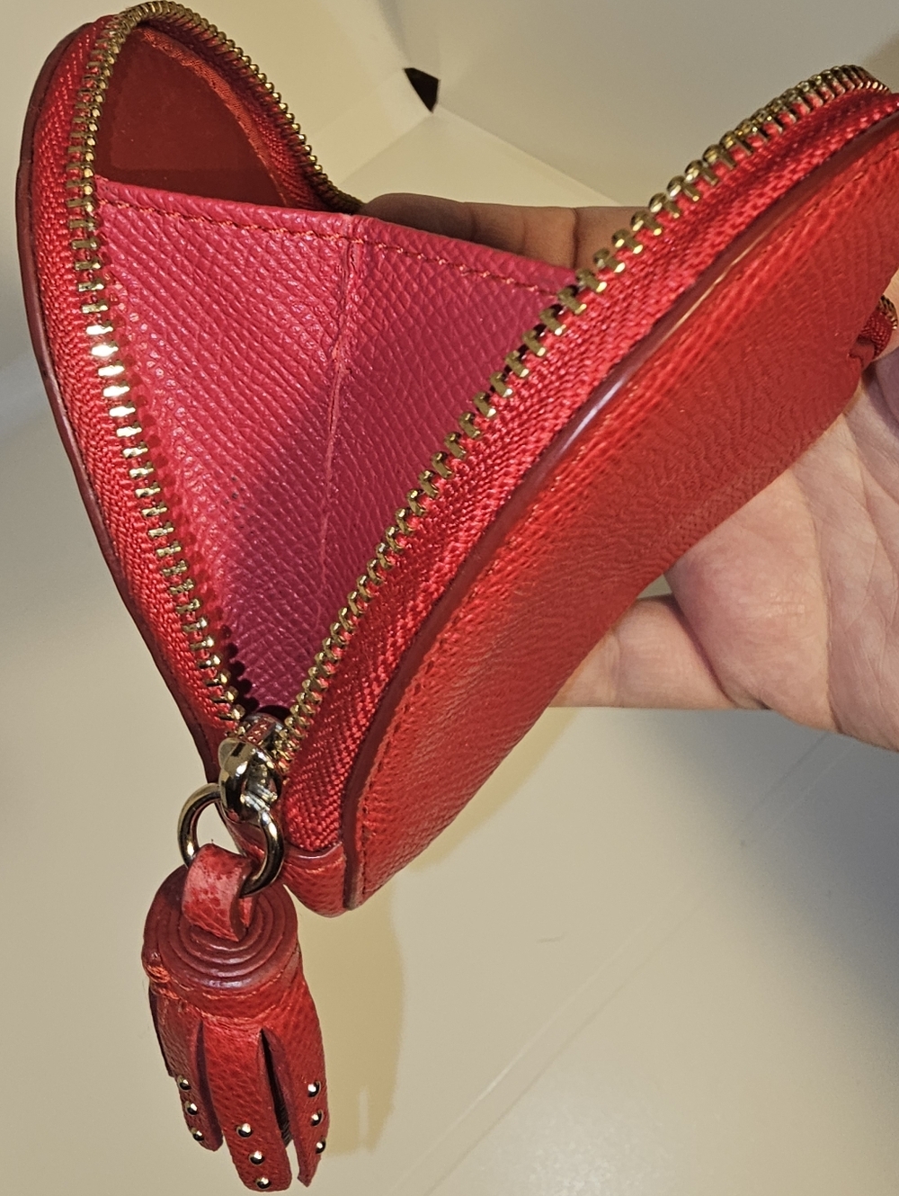 Coach Red Heart Pouch with Studded Tassel - Picture 3 of 5